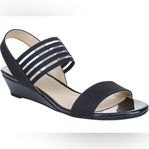 Classic Black Comfort Wedge Low Heels LifeStride Womens Young Slingback Size 6.5